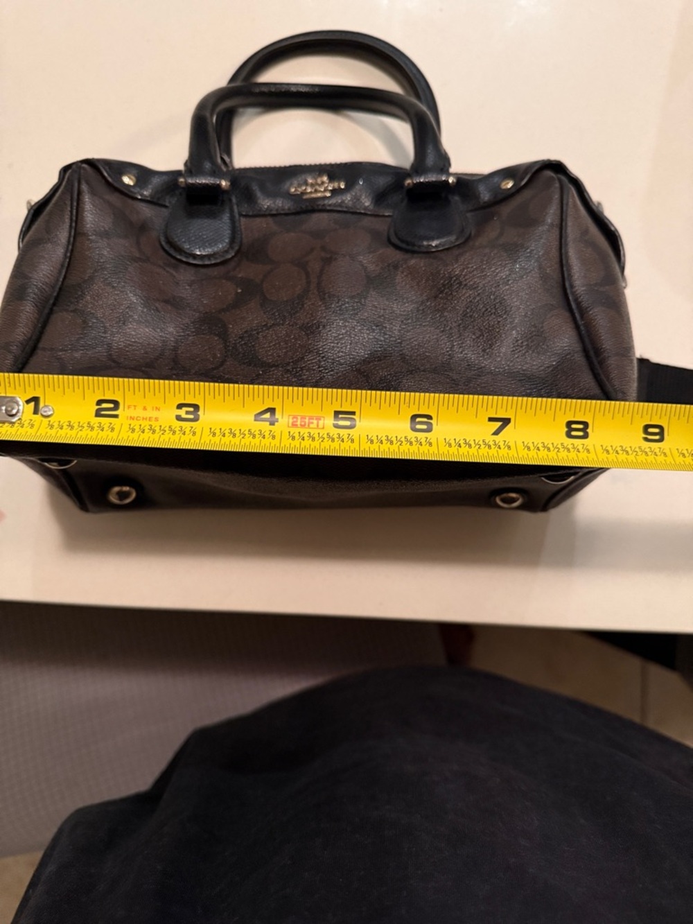 Coach Brown and Black Signature Satchel Crossbody NO STRAP - Picture 12 of 13